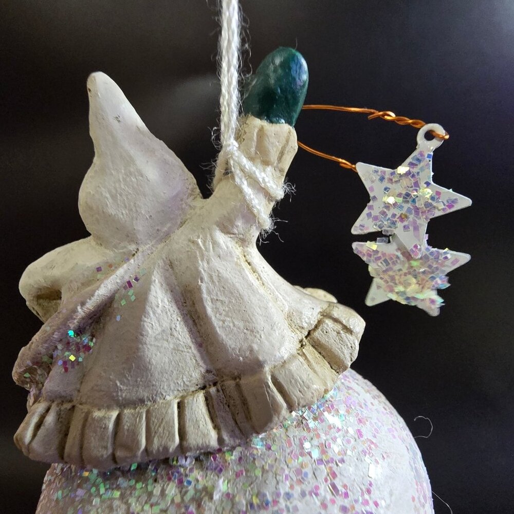 NWT Pam Schifferl Santa On Glittered Snowball Ornament Star Accents by Midwest - Picture 4 of 13